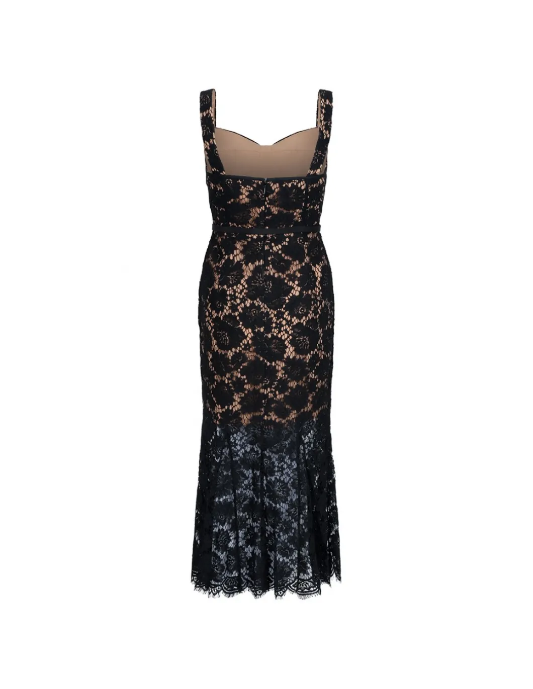 Black fine lace midi dress