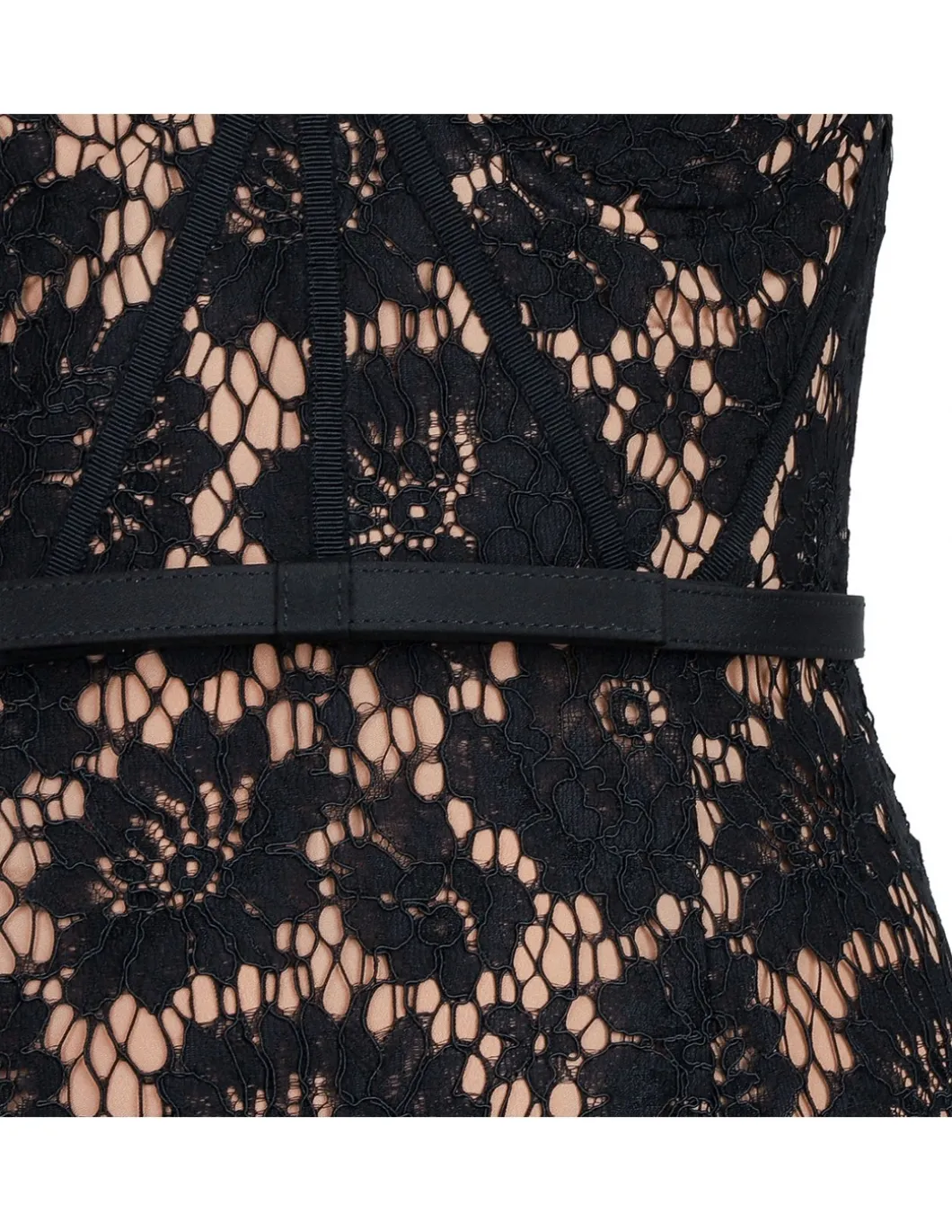 Black fine lace midi dress