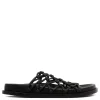 Black flat slide sandals