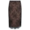 Black lace midi skirt