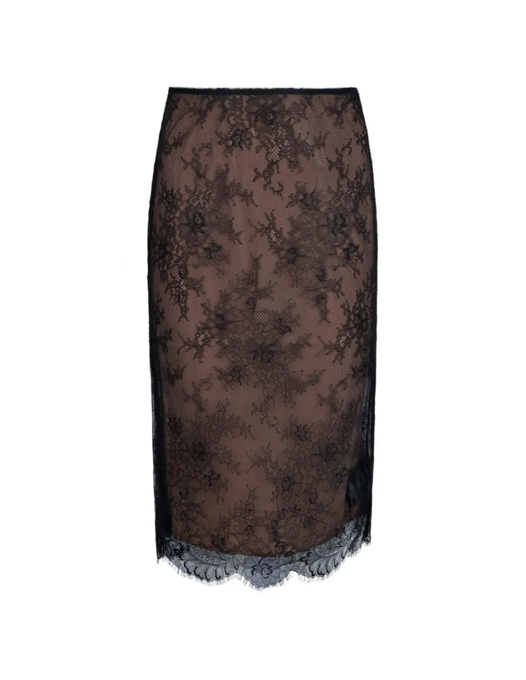 Black lace midi skirt