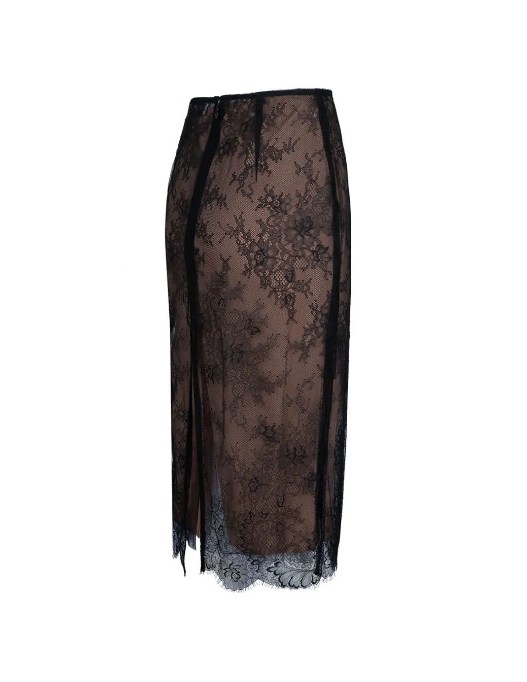 Black lace midi skirt