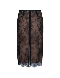 Black lace midi skirt