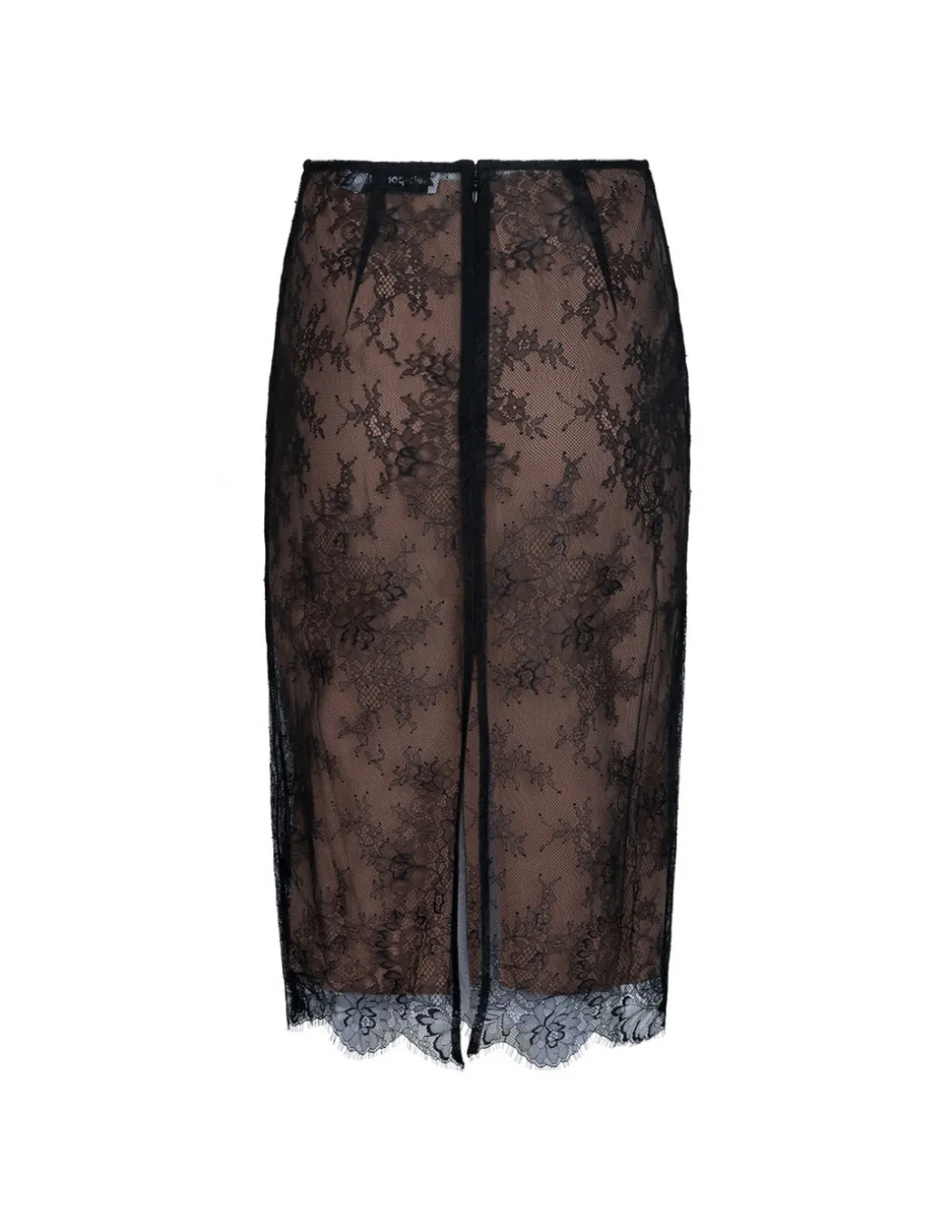 Black lace midi skirt