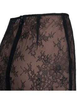 Black lace midi skirt