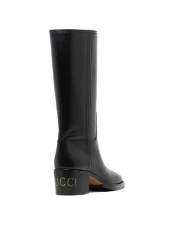 Black leather boots