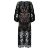 Black Nature guipure midi dress