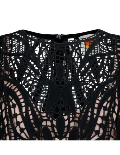 Black Nature guipure midi dress