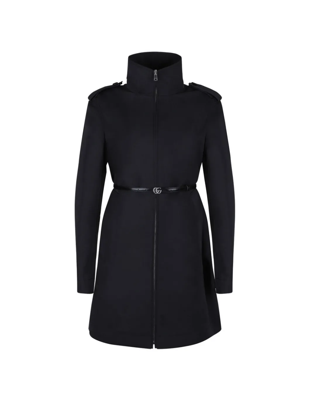 Black nylon faille coat