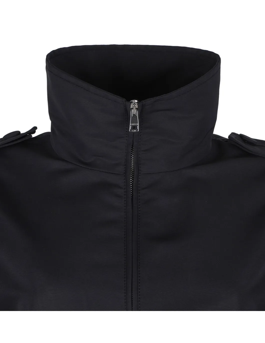 Black nylon faille coat