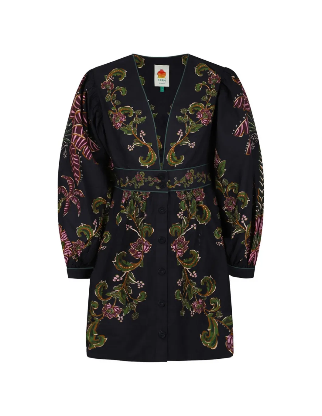 Black Ravenala puff sleeve mini dress