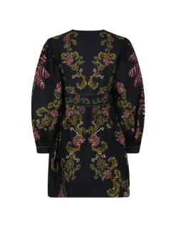 Black Ravenala puff sleeve mini dress