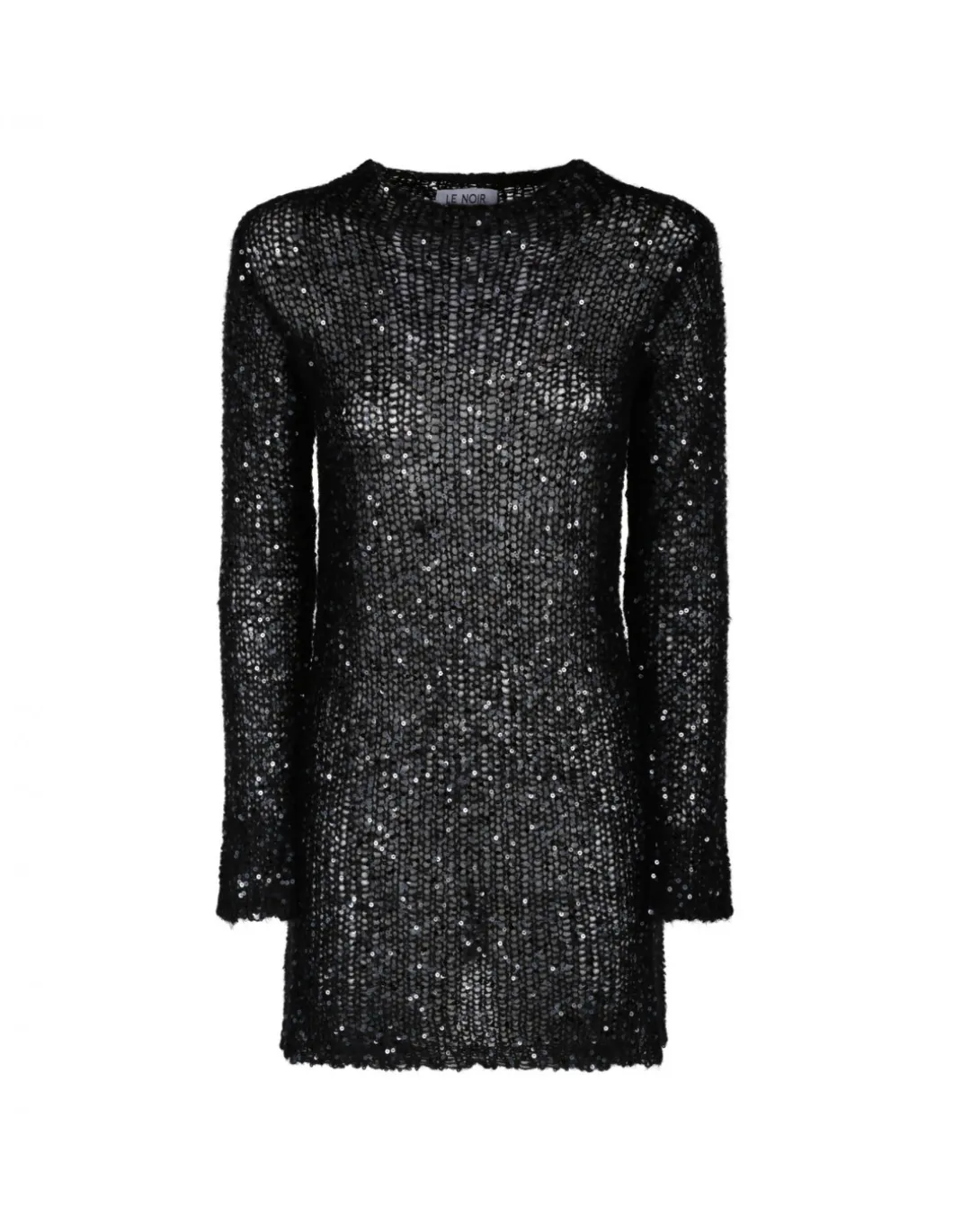 Black sequin mohair blend minidress
