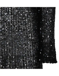 Black sequin mohair blend minidress