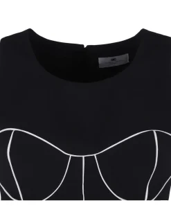 Black stretch crepe dress