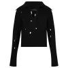 Black wool blend polo sweater