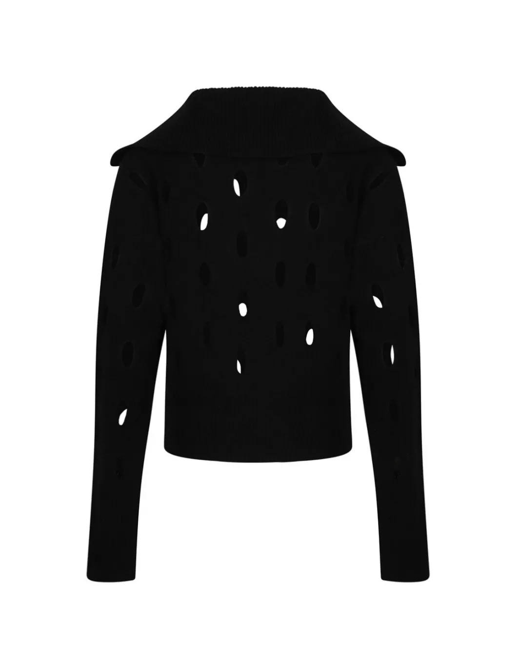 Black wool blend polo sweater