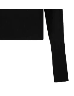 Black wool blend polo sweater