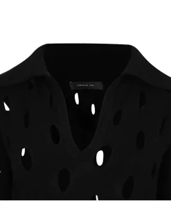 Black wool blend polo sweater