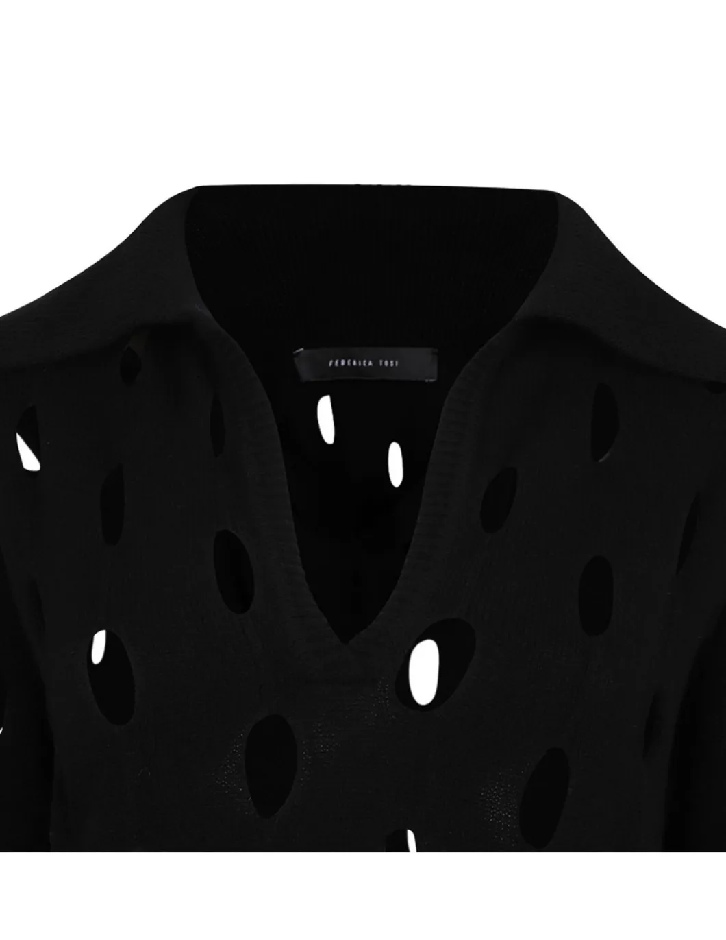 Black wool blend polo sweater