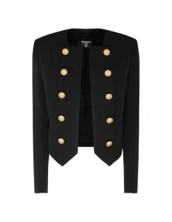 Black wool collarless jacket