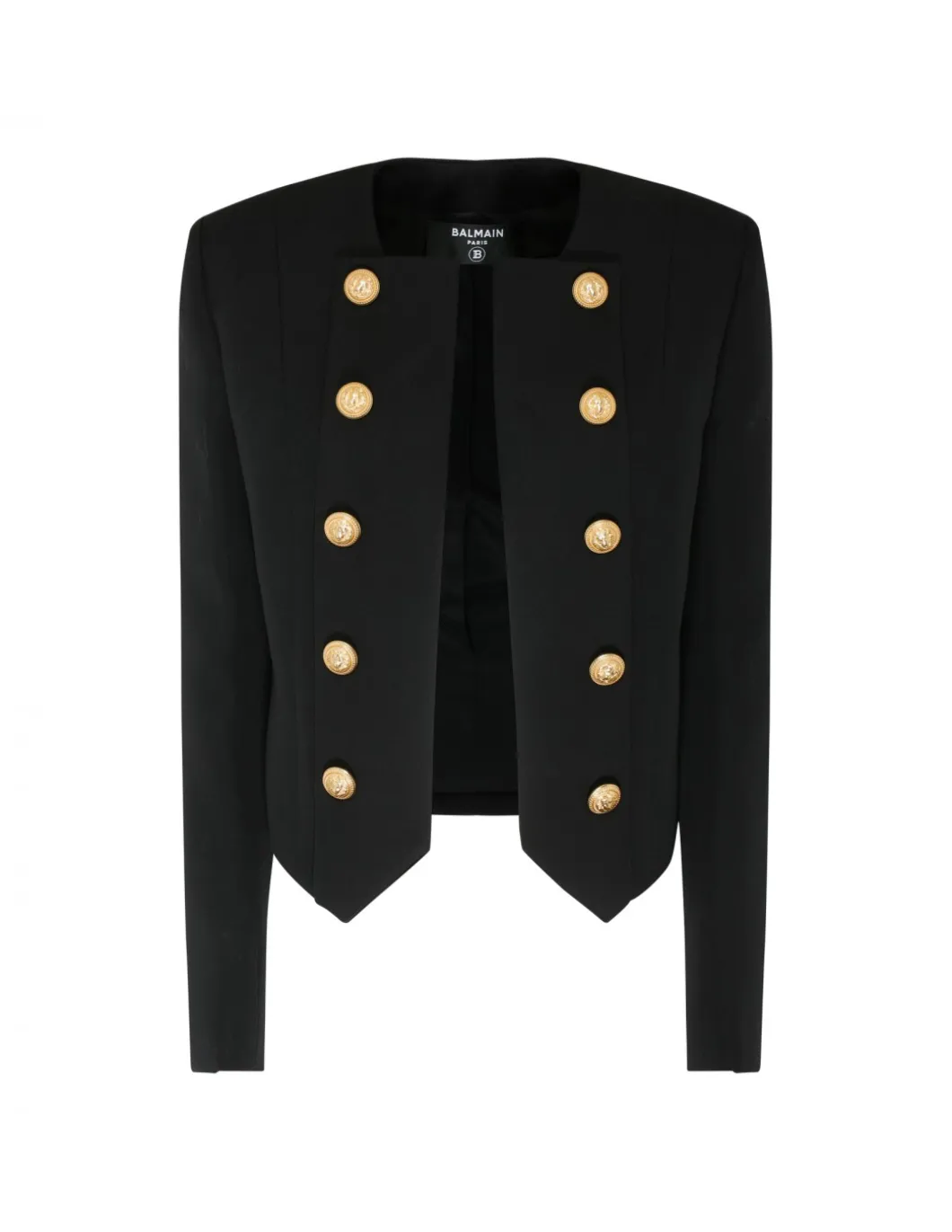 Black wool collarless jacket