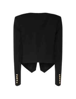 Black wool collarless jacket