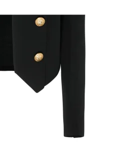 Black wool collarless jacket