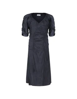 Charcoal chiffon midi dress