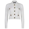 Cropped ribbed knit cardigan