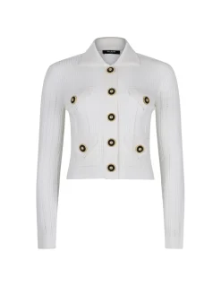 Cropped ribbed knit cardigan