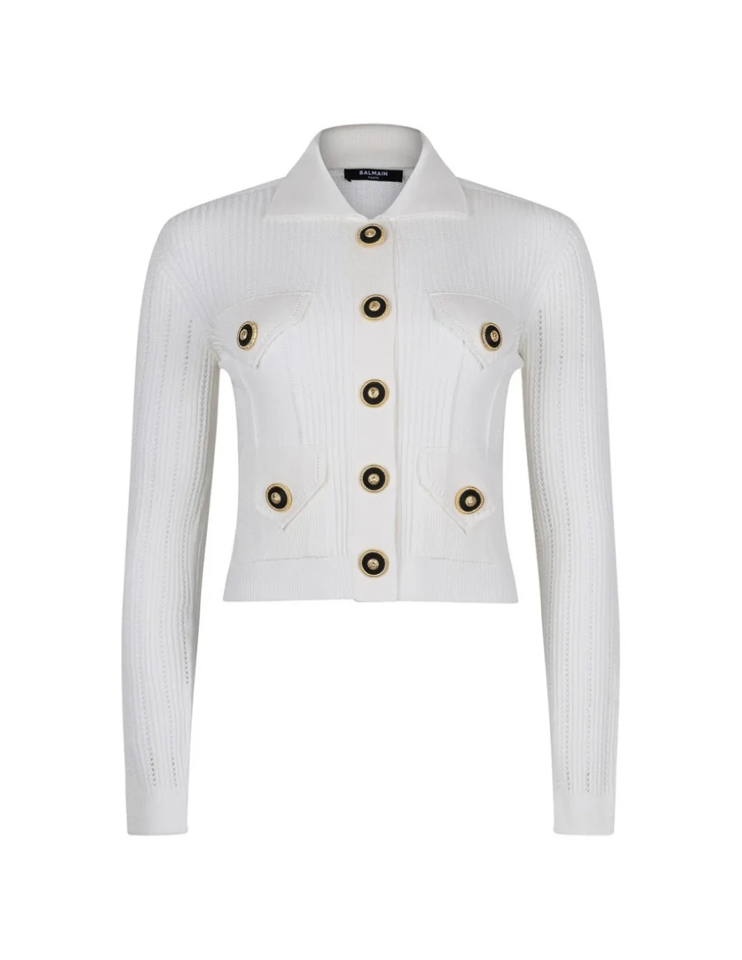 Cropped ribbed knit cardigan