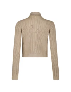 Cropped ribbed knit cardigan
