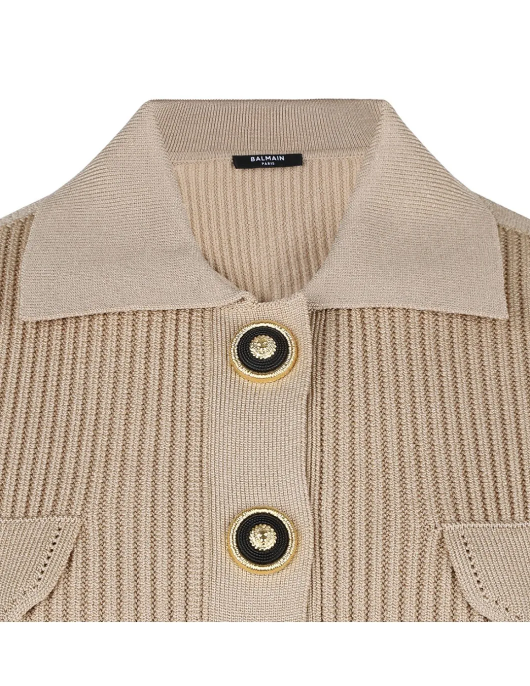 Cropped ribbed knit cardigan