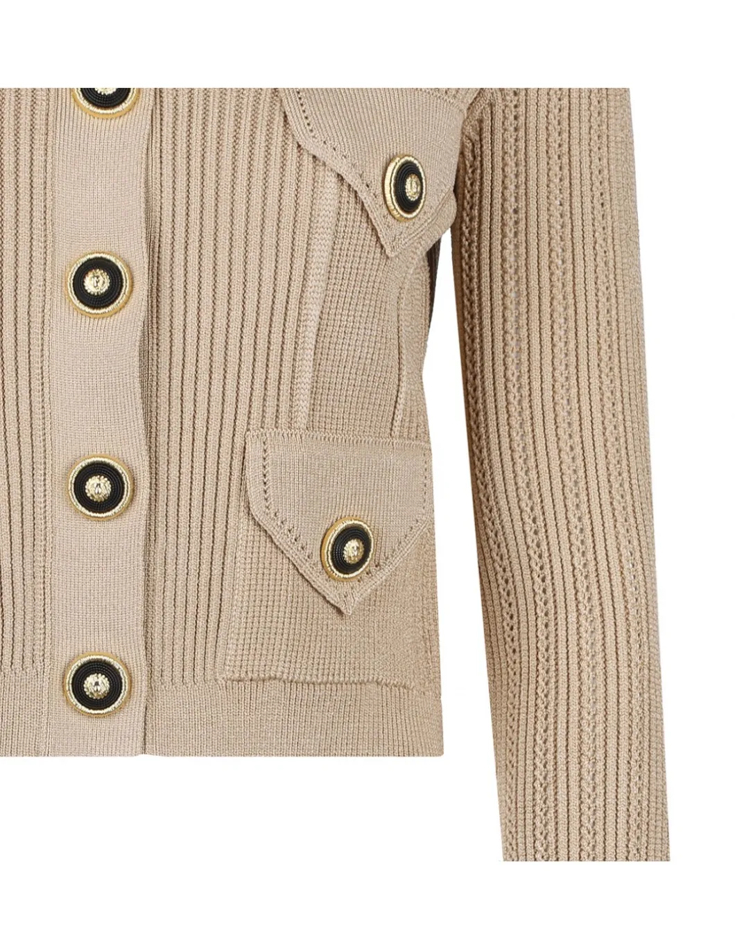 Cropped ribbed knit cardigan