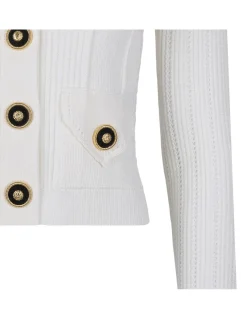 Cropped ribbed knit cardigan