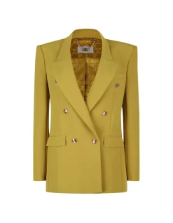 Curry hue crepe blazer
