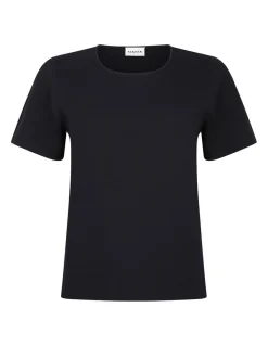 Dark blue viscose blend top
