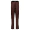Dark brown silk satin pants