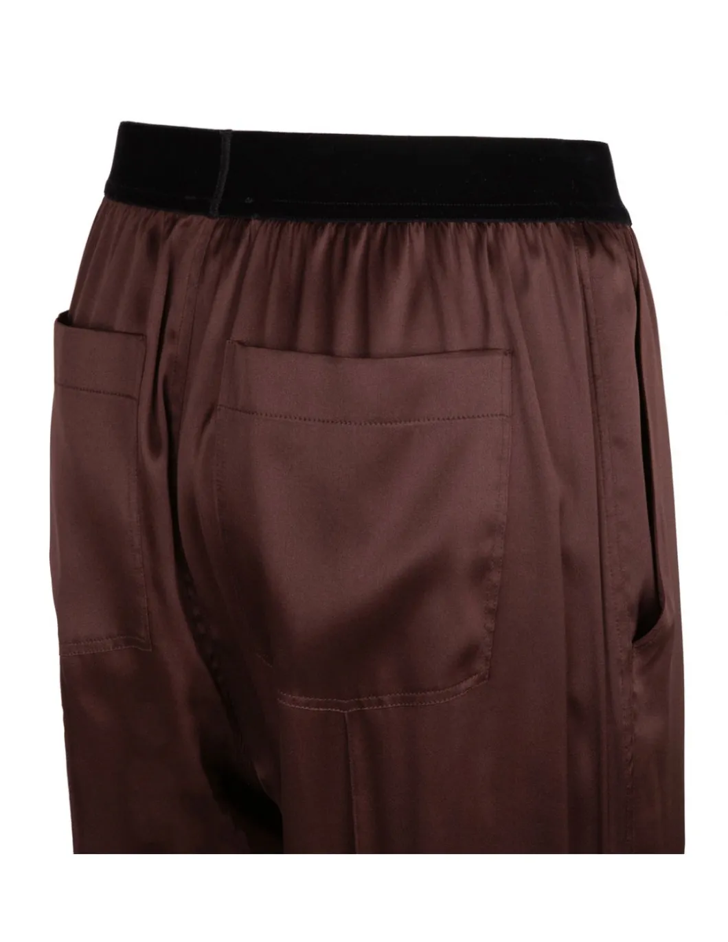 Dark brown silk satin pants