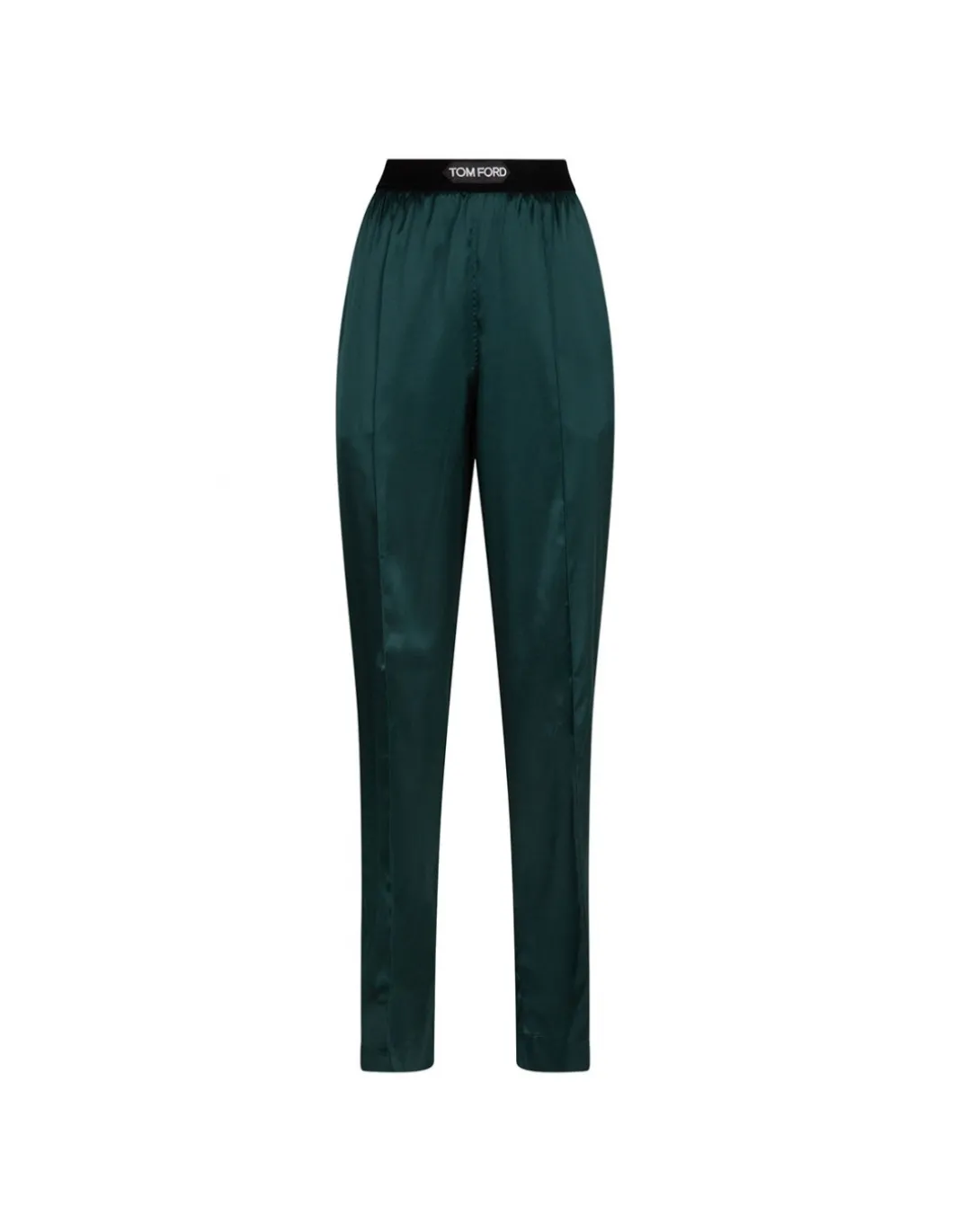 Dark emerald silk satin pants