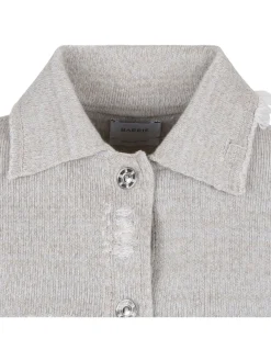 Denim fringed cashmere and cotton jacket