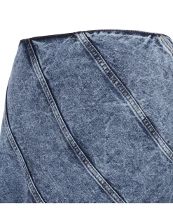 Denim spiral midi skirt