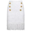Fringed lurex tweed skirt