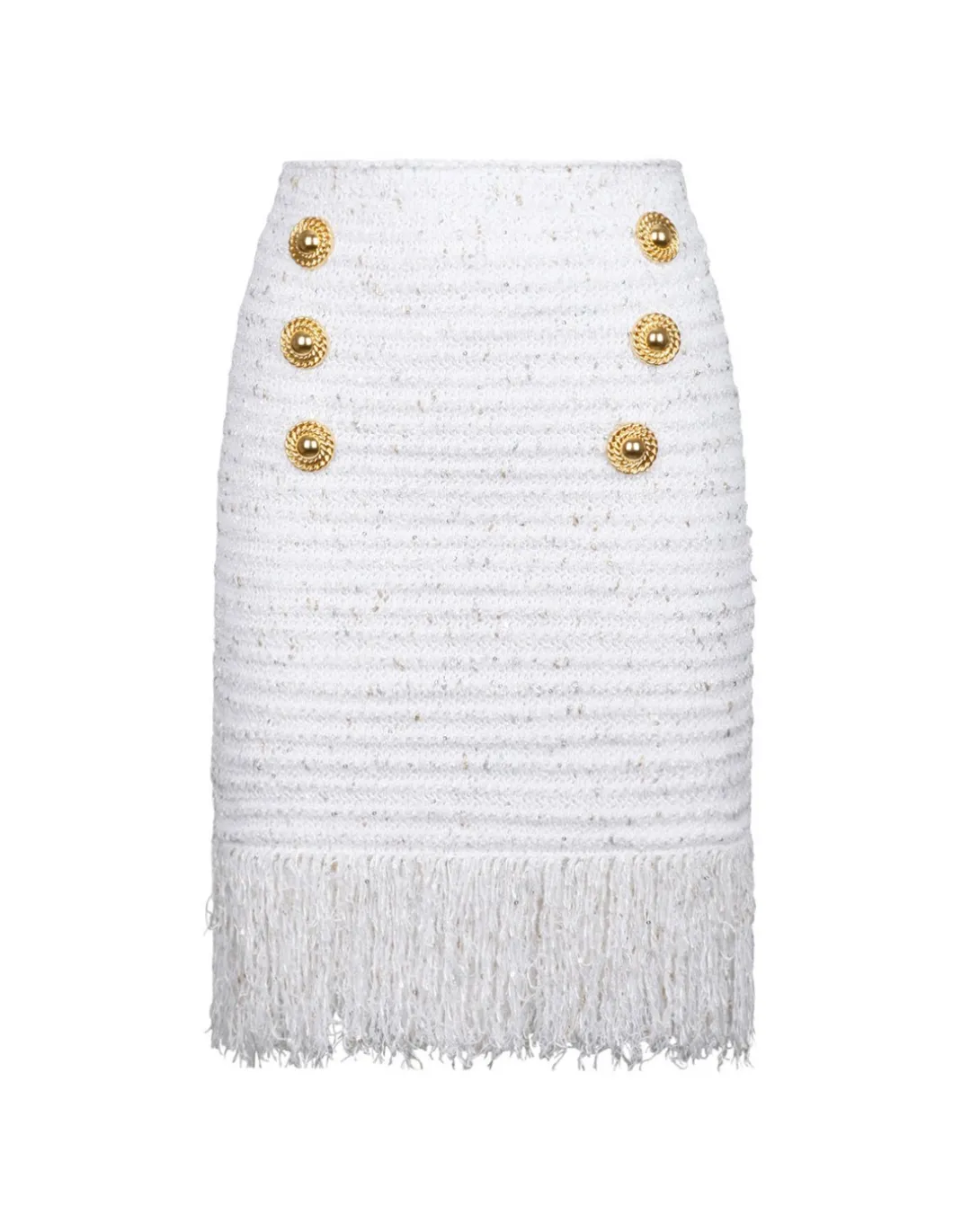 Fringed lurex tweed skirt
