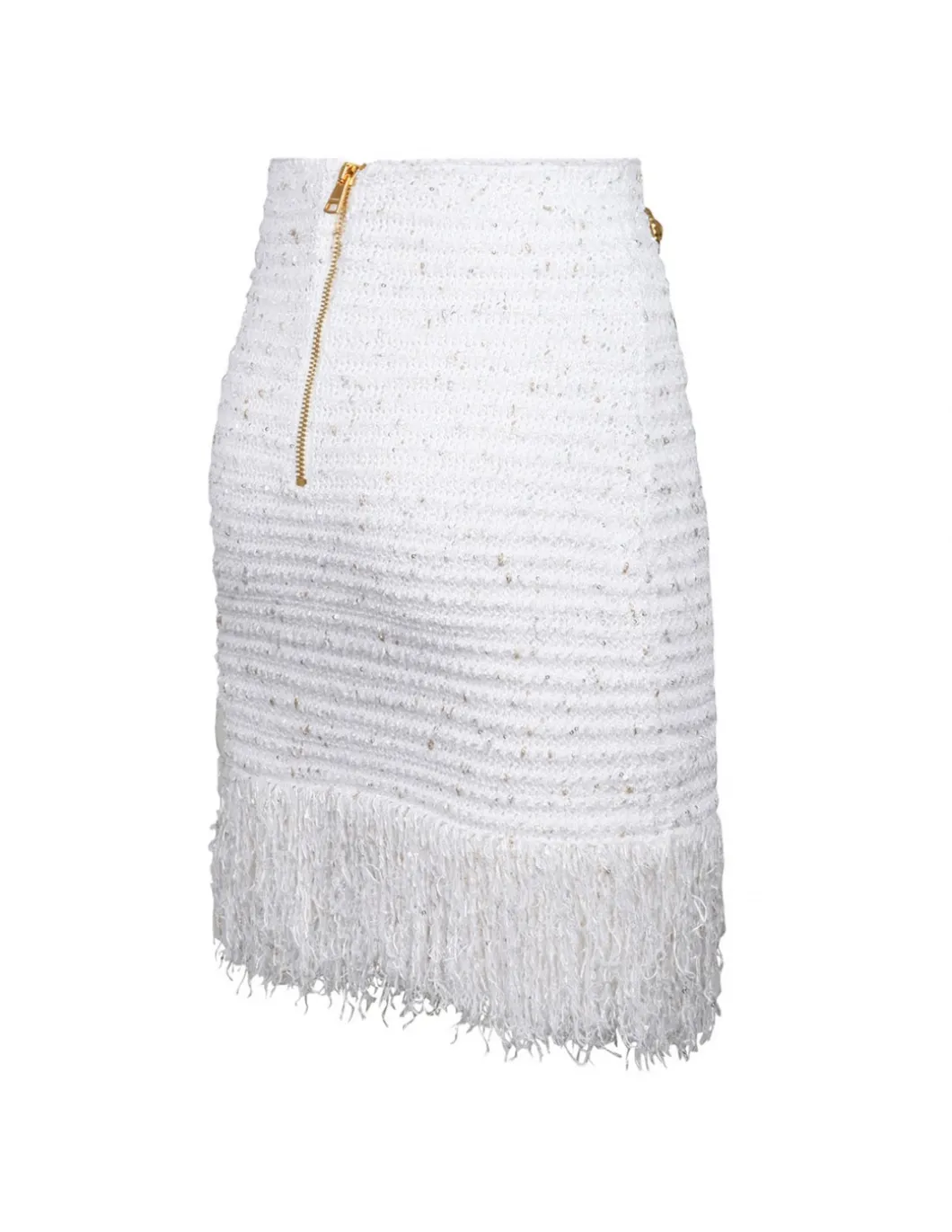Fringed lurex tweed skirt