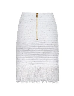 Fringed lurex tweed skirt