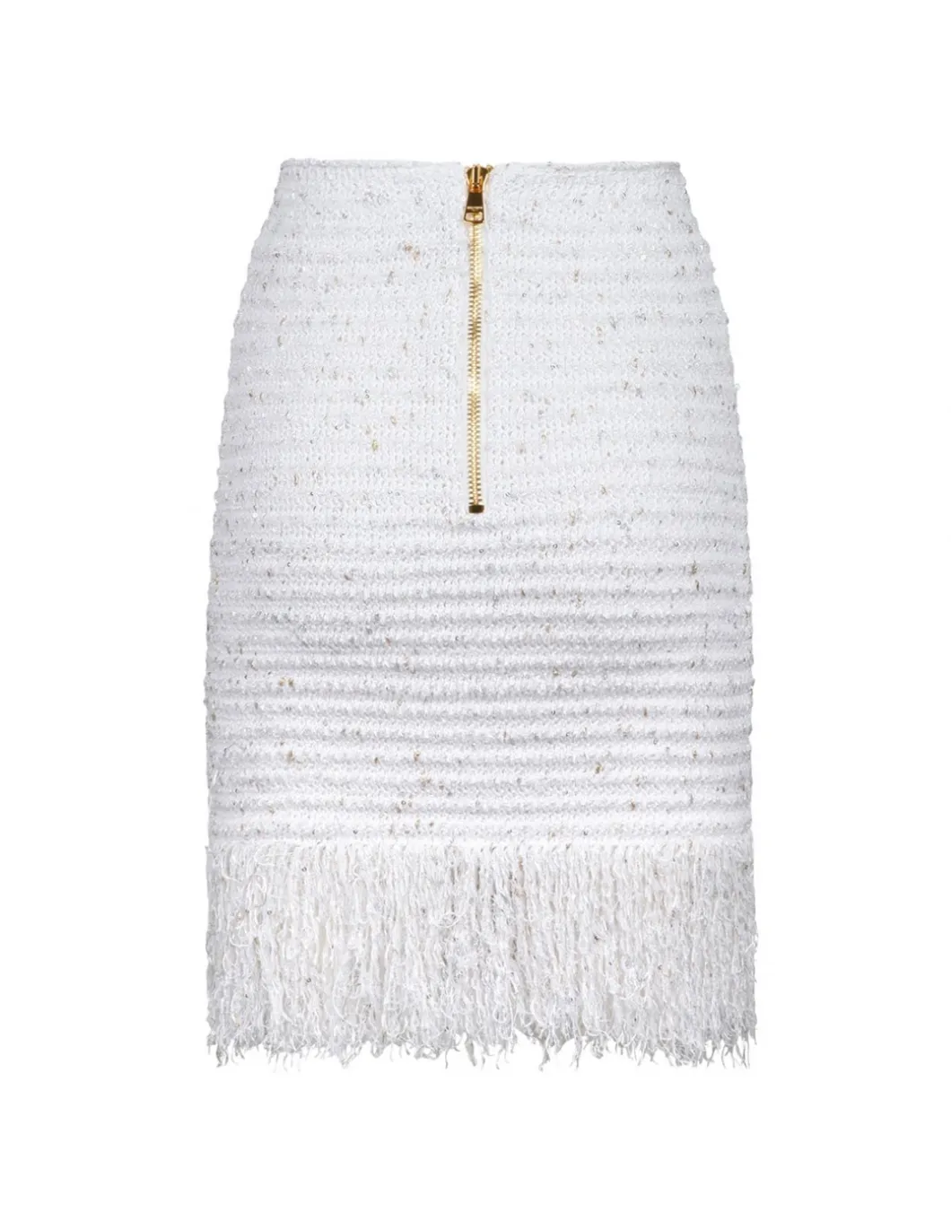Fringed lurex tweed skirt