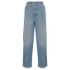 Fringed regular denim jeans