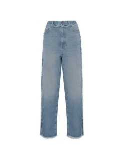 Fringed regular denim jeans